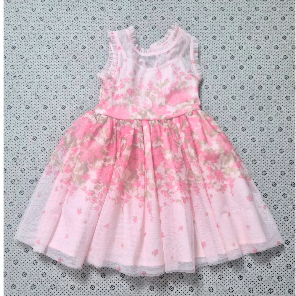 Zenzi Girls Pink Floral Tulle Party Dress Size XS 4/5